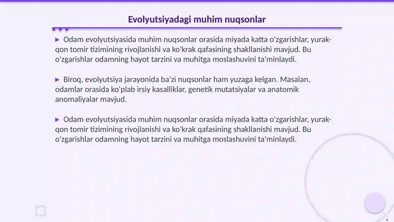 Odamda rivojlanishning filogenetik nuqsonlari 4