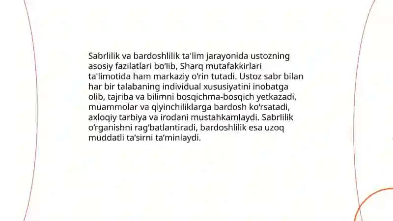 Sharq mutafakkirlari - ustoz tarbiyachining shaxsiy fazilatlari 4