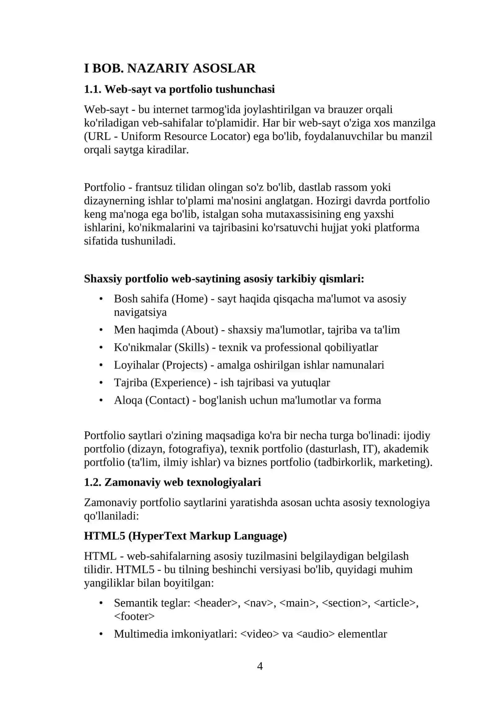 SHAXSIY PORTFOLIO WEB-SAYTINI YARATISH 4