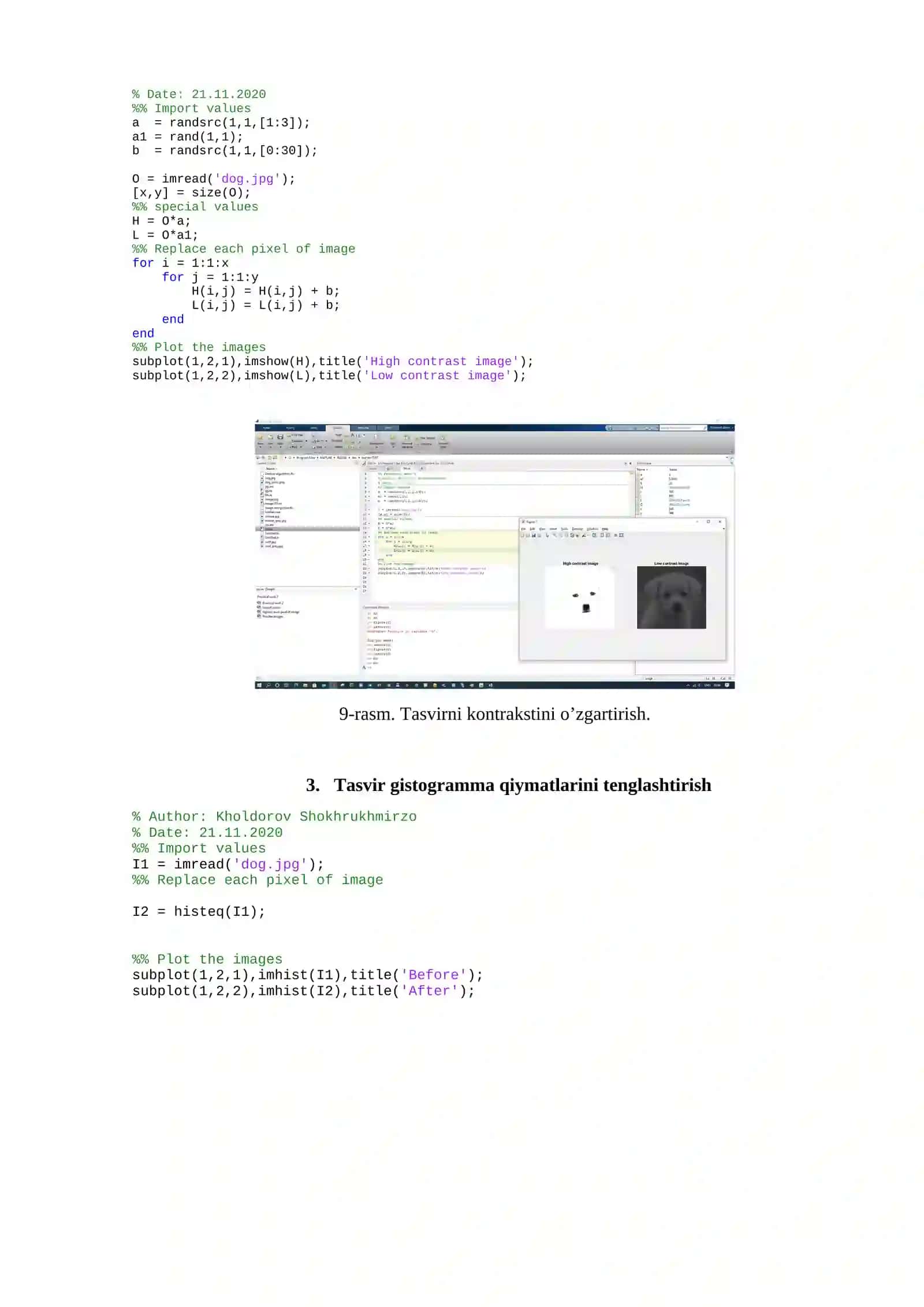 Matlab paketida tasvirlarga raqamli ishlov berish 4