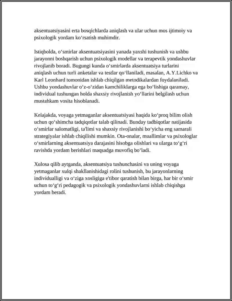 VOYAGA YETMAGANLARNING XULQI O'GISHIDAGI XARAKTER AKSENTUATSIYASI 4