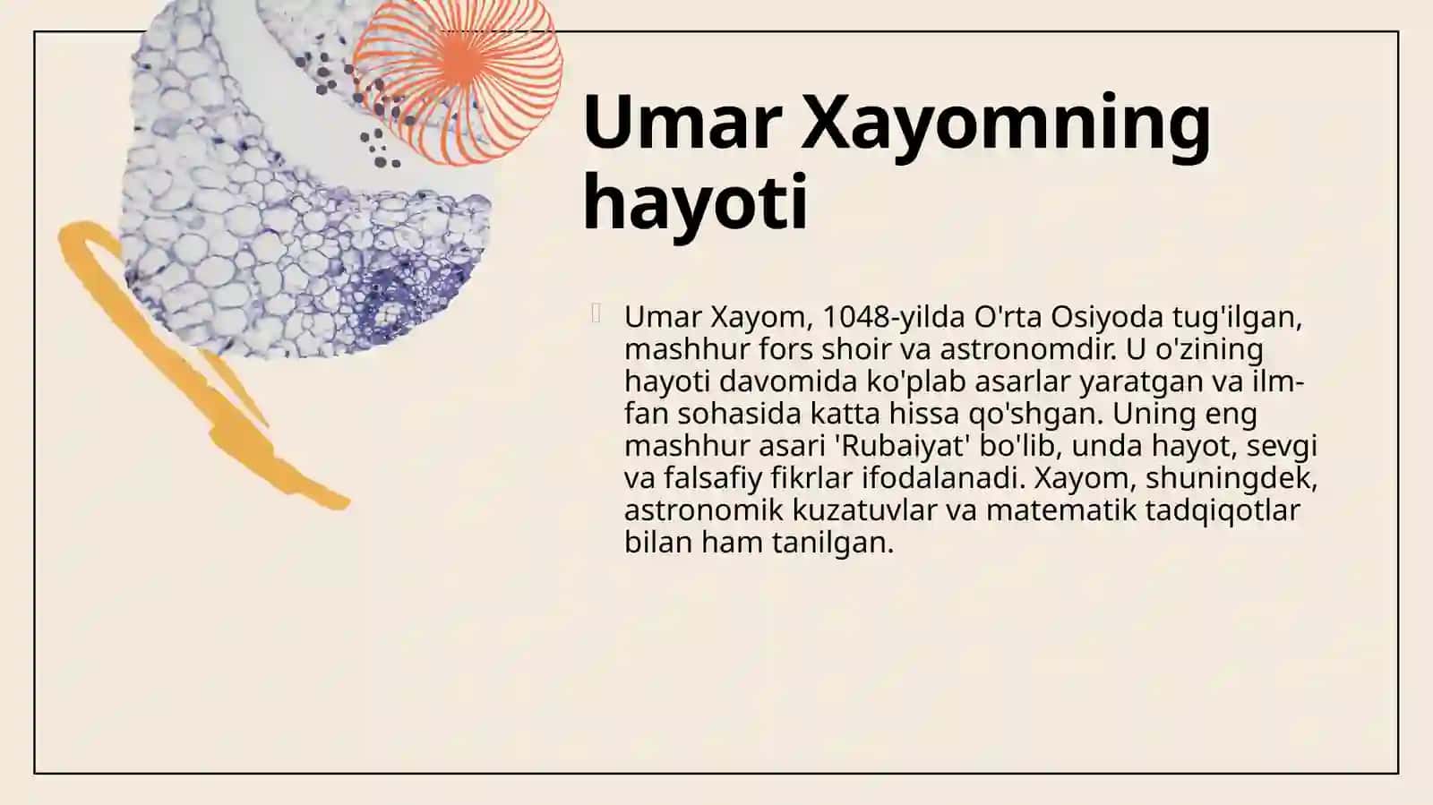 Umar Xayom: Hayoti va Asarlari 4