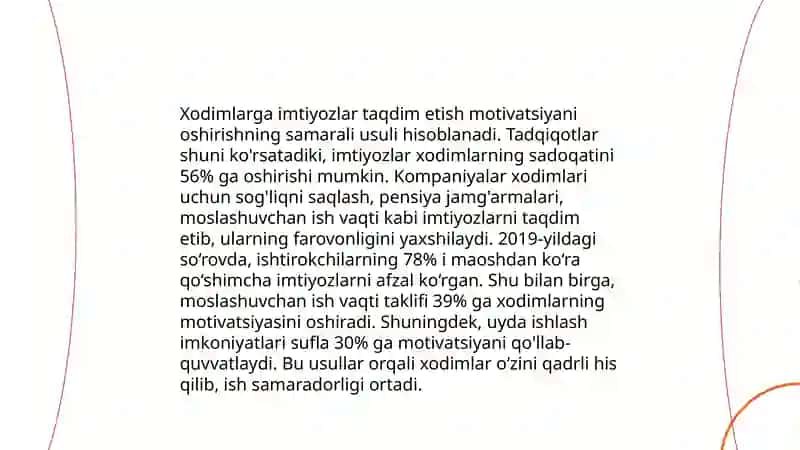 Raģbatlantiruvchi ish haqi va imtiyozlar orqali xodimlarning tashkilotga qóshgan hissani etirof etish 4