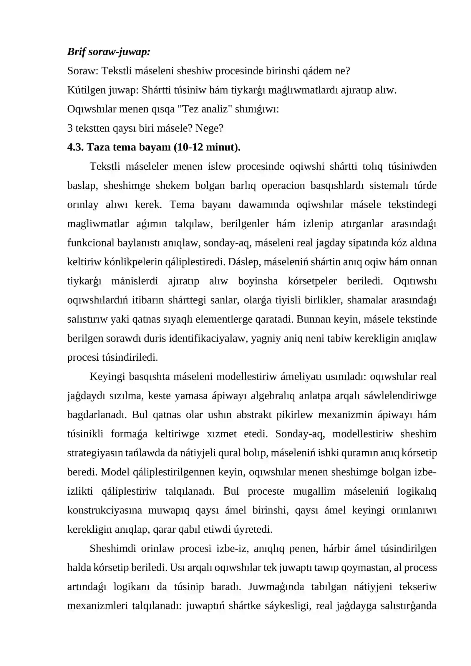 Tekstli máseleler 4