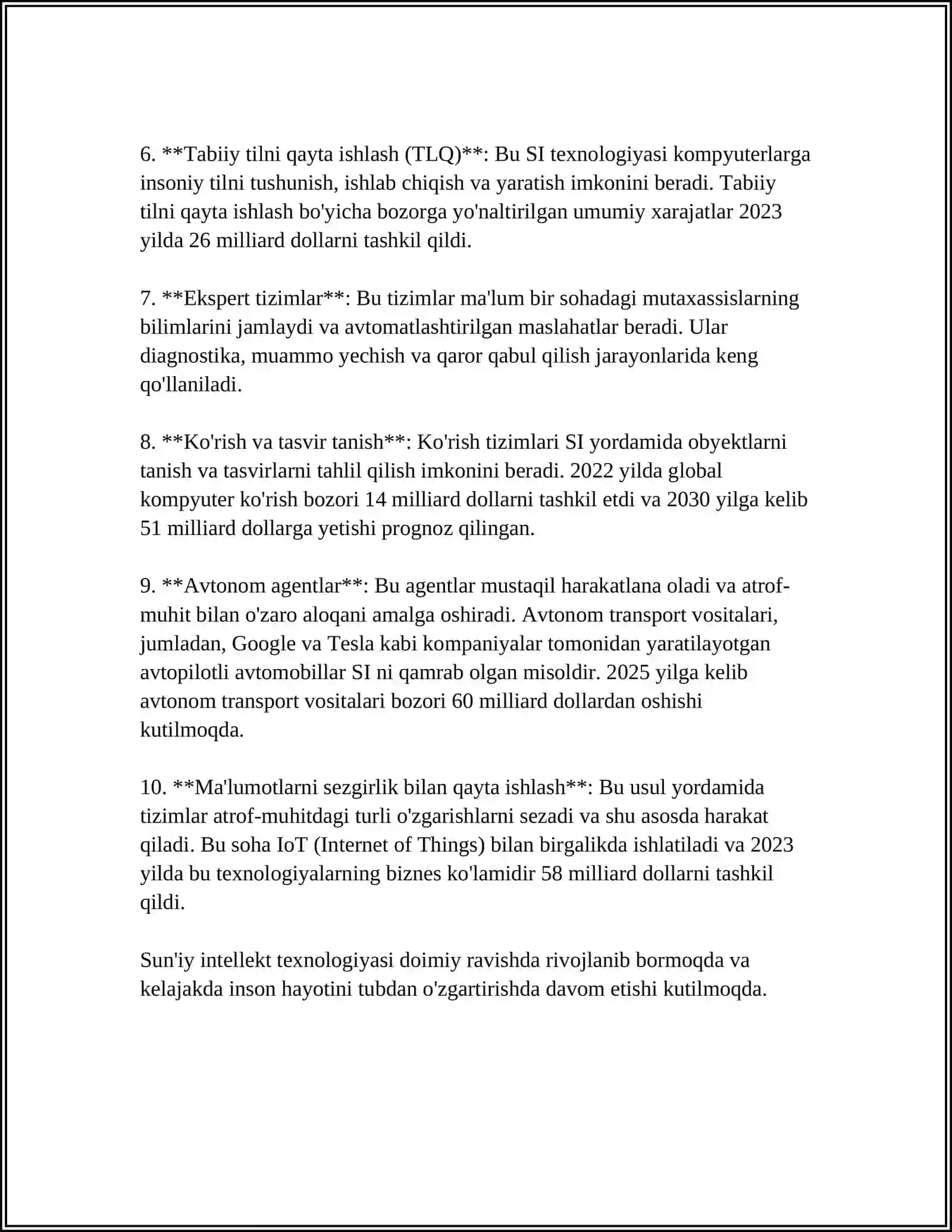 SUNʼIY INTELLEKT VA EKSPERT TIZIM TUSHUNCHALARI.EKSPERT TIZIMLARINING INSTRUMENTAL VOSITALARI.EKSPERT TIZIMLARDA BILIMLARNI TASHKIL QILISH 4