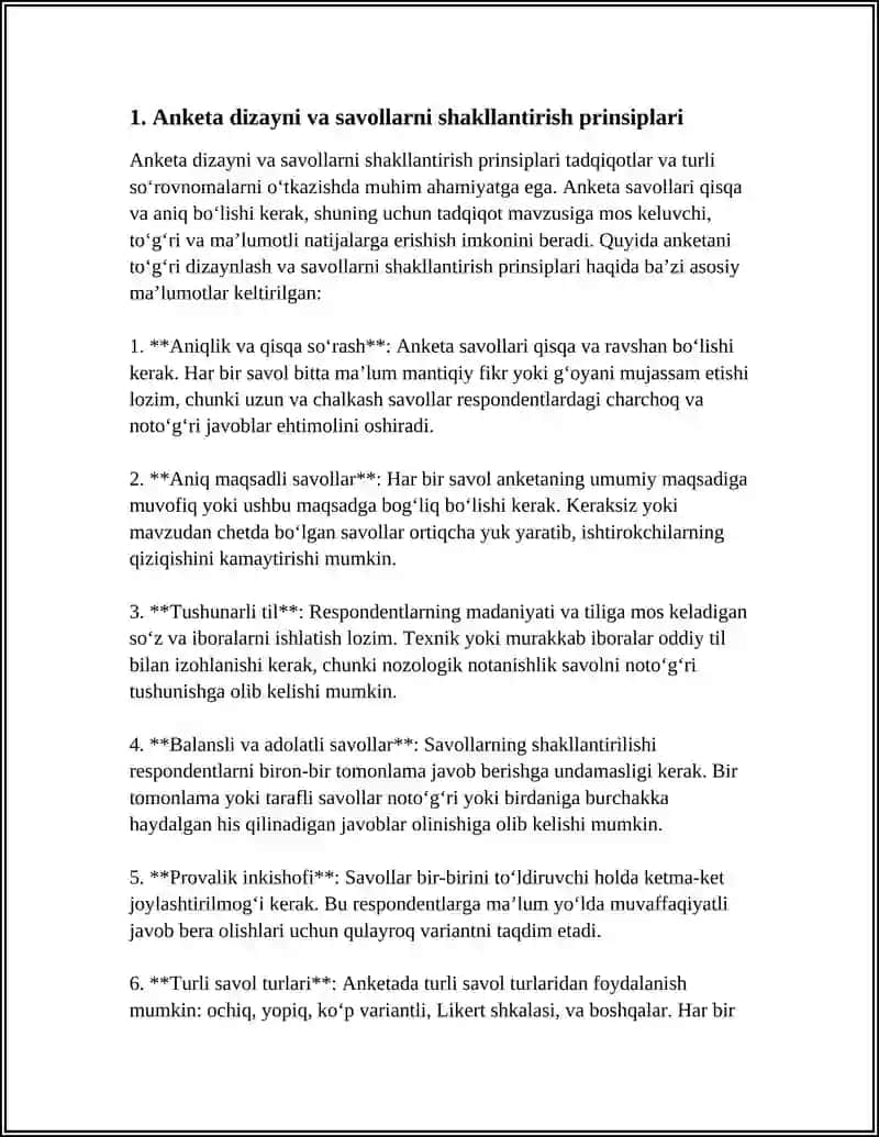 PSIXOLOGOYA TADQIQOT METODLARI:ANKETA,KUZATISH,SUHBAT 4