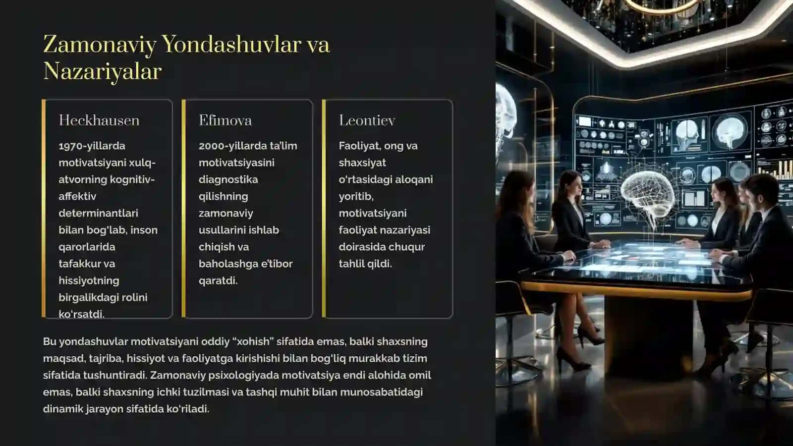 Xorij Psixologiyasida Motiv va Motivatsiya Muammosi: Tadqiqotlar va Nazariyalar mavzusida tayyor taqdimot 4