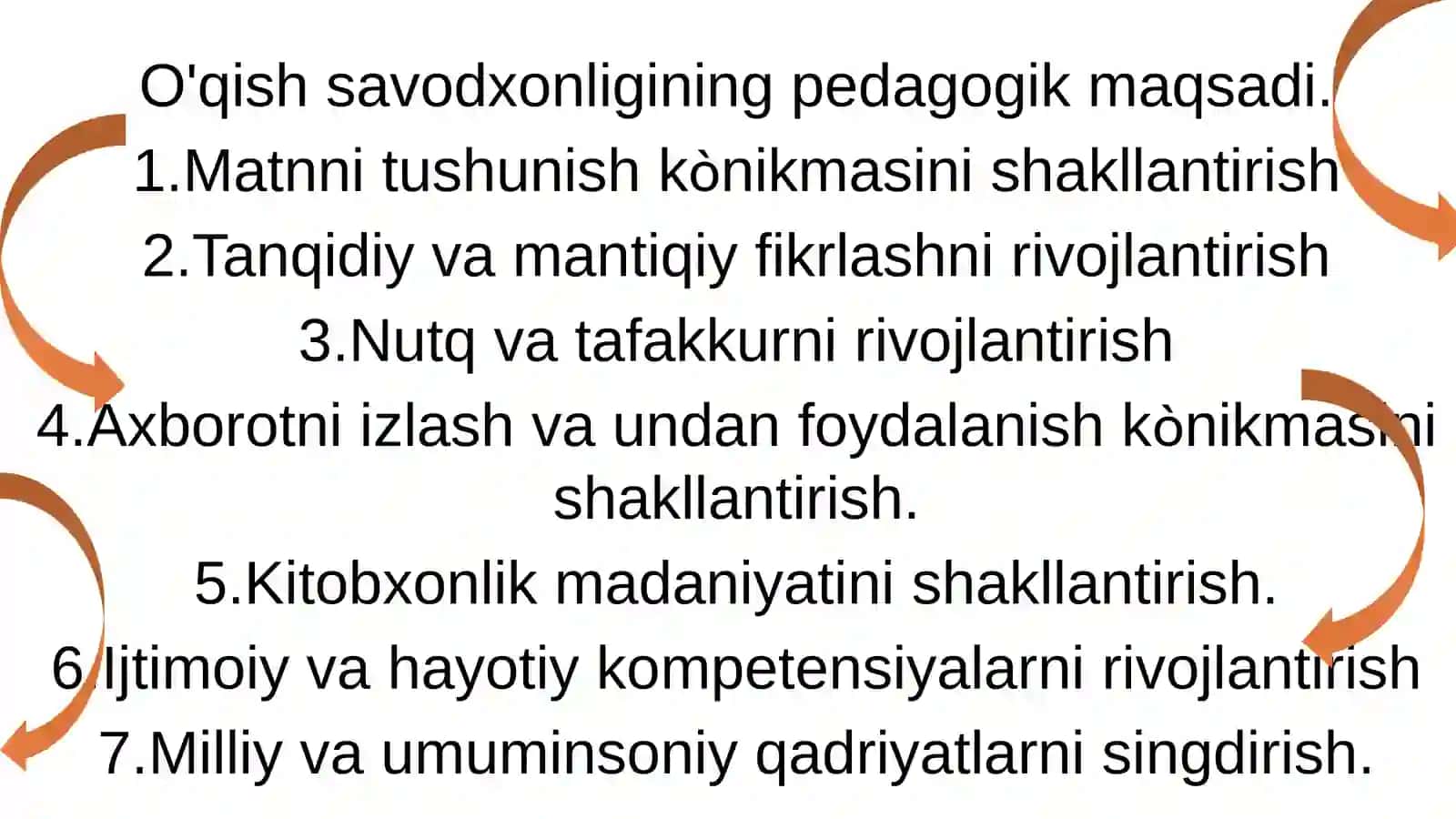 O'qish savodxonligining maqsadi 4
