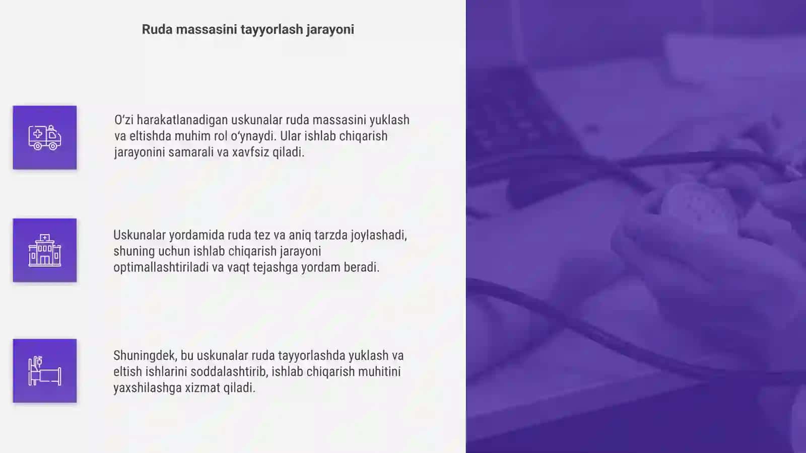Oʻzi harakatlanadigan uskunalar yordamida ruda massasini yuklash va eltish 4