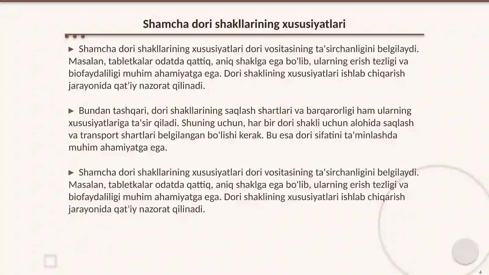 Shamcha dori shakllarini standartlash va sifatini nazorat qilish 4