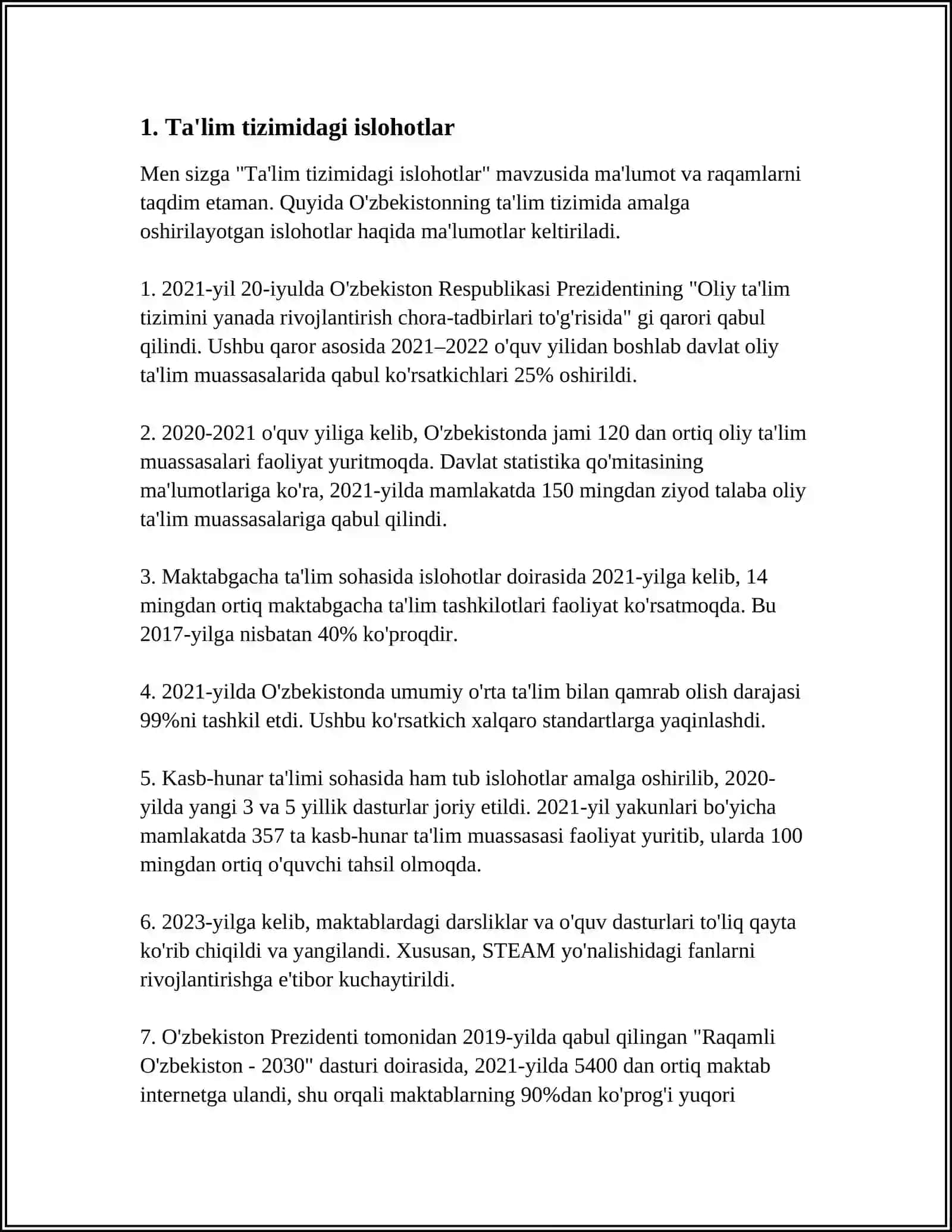 O'ZBEKISTONDA AMALGA OSHIRLAYOTGAN ISLOXATLAR 4