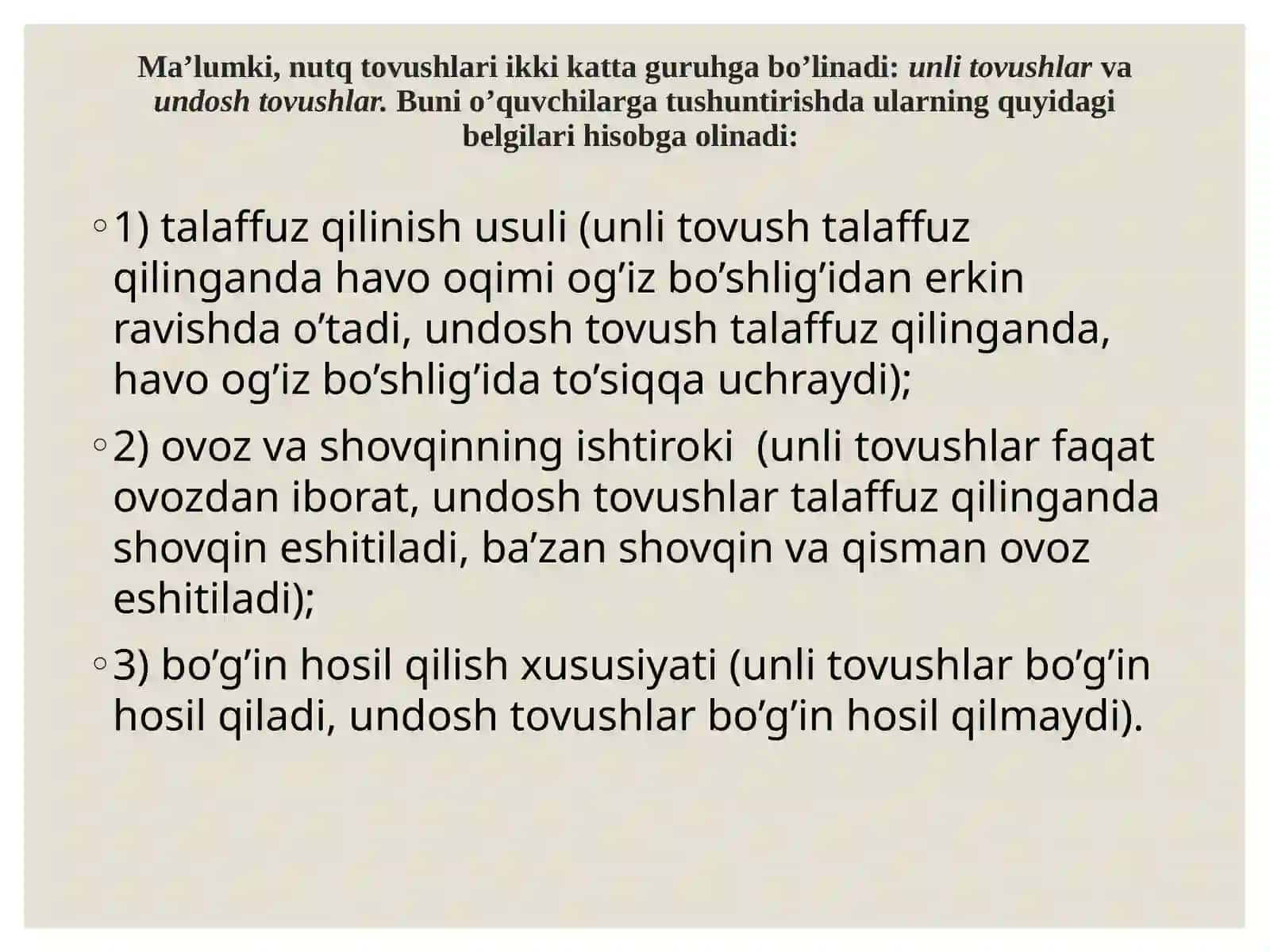 ”Fonetika” bo‘limidagi mavzularni, ”So‘zning morfemik tarkibi” bo‘limidagi mavzularni o‘rganish yuzasidan 1-4-sinflar uchun metodik tavsiyalar ishlab chiqish. Lug‘at ustida ishlash 4
