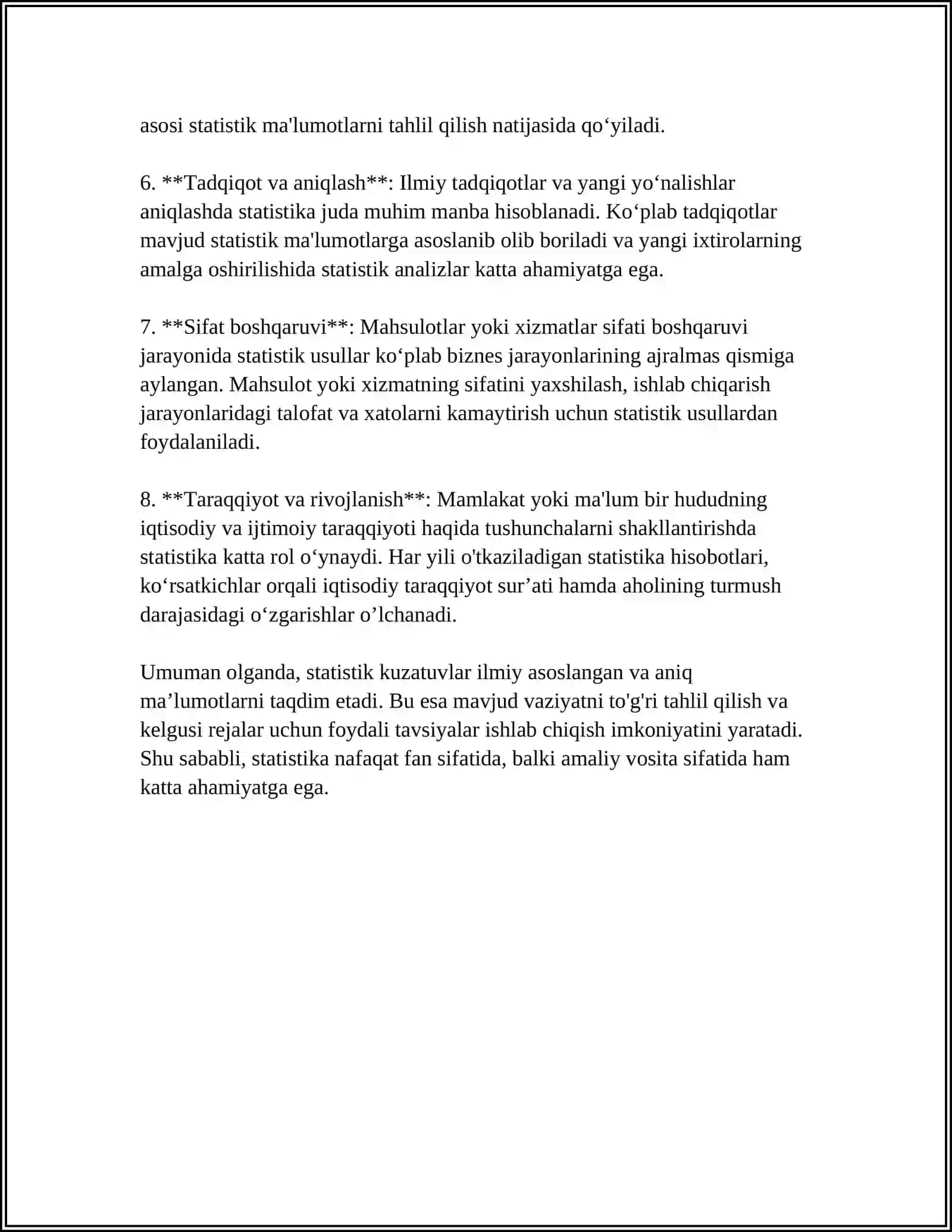 STATISTIK KUZATISHNI TASHKIL ETISHNING OʻZIGA XOS XUSUSIYATLARI 4