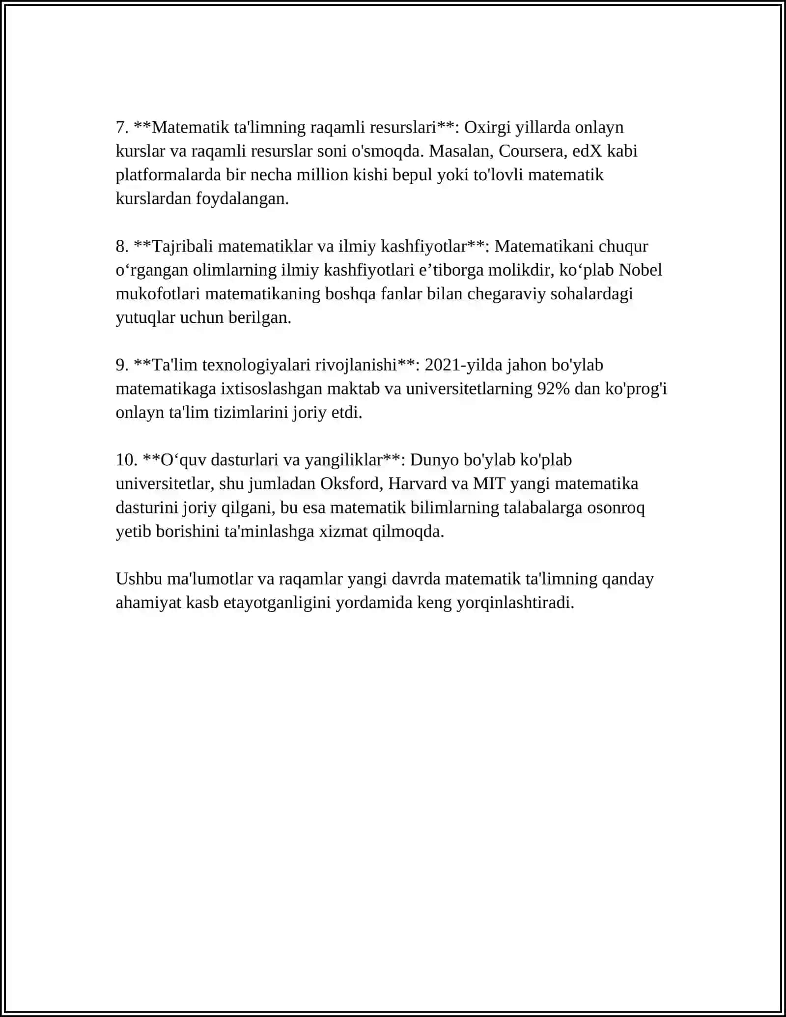 MAMLAKATIMIZDA MATEMATIKA FANLARINING YANGI TARIXI VA RIVOJLANISH ISTIQBOLLARI 4