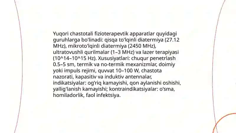 Past va yuqori chastotali fizioterapevtik apparatlar 4