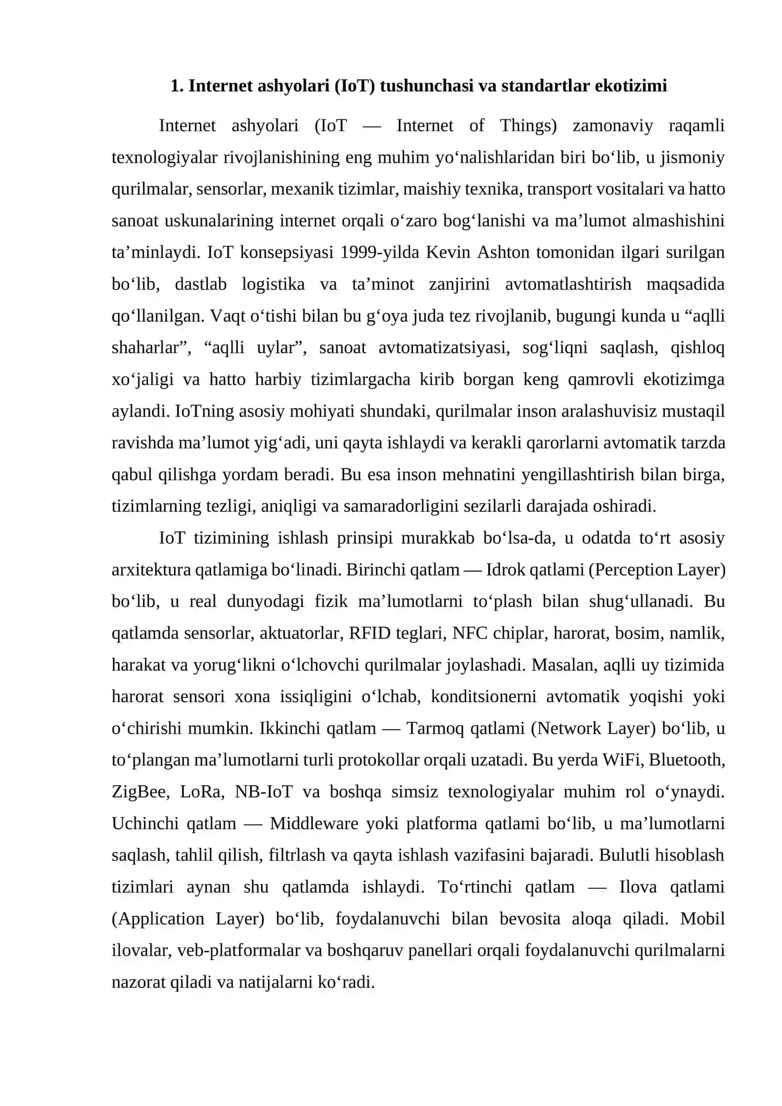 Internet ashyolarining standartlari. NFC, RFID, ZigBee protokollarining tuzilishi va ish tamoyillari 4