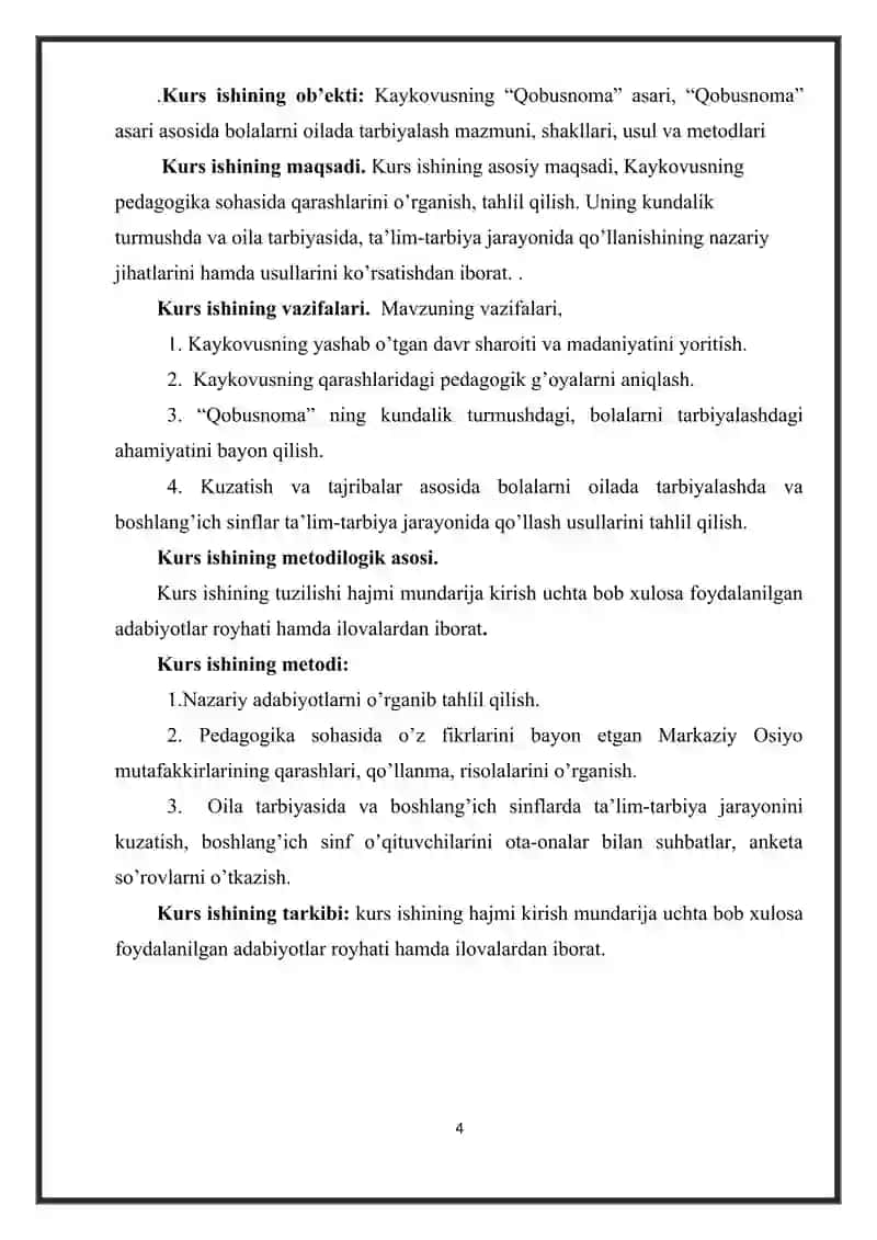 Kaykovisning Qobusnoma asarida manaviy ahloqiy tarbiya. 4