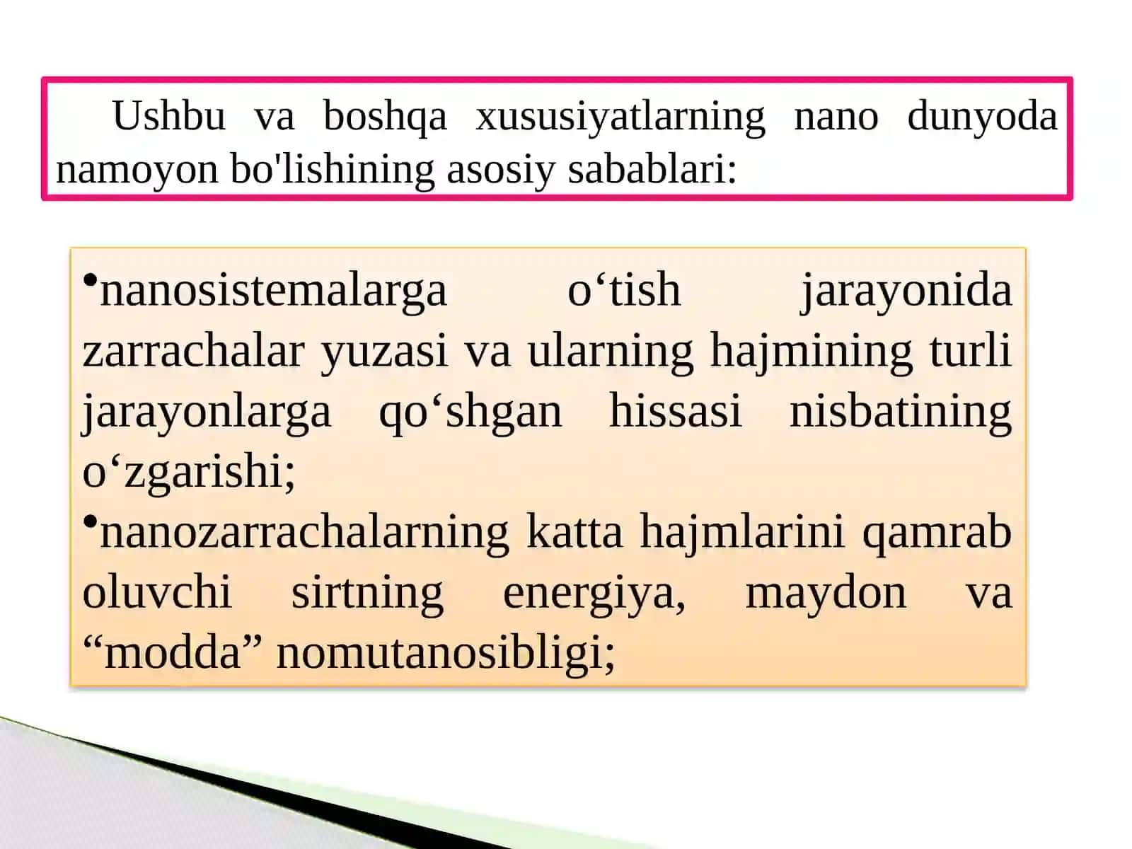 Nanomateriallarning xossalari va o‘ziga xususiyatlari 4