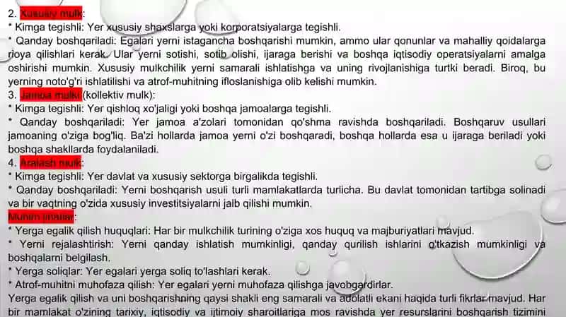 Bozor iqtisodiyoti sharoitida yer resurslarini boshqarishning o`ziga xos xususiyatlari 4