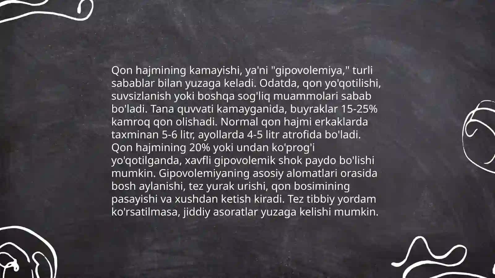 Gipovolemiyalarda qon aylanishining o'zgarishlari 4