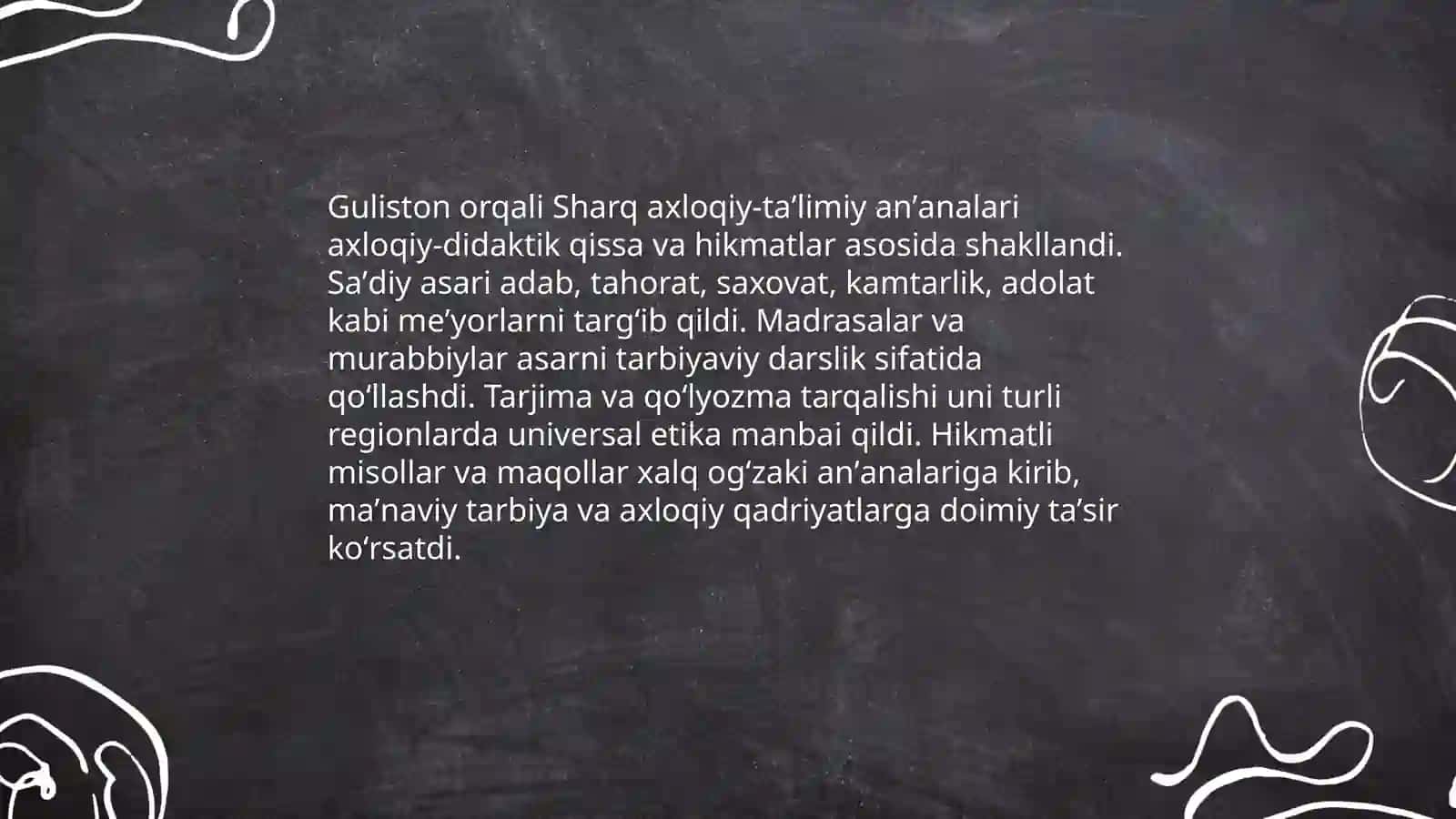 Saʼdiy Sheroziy "Guliston" asarining Sharqda tutgan oʻrni 4
