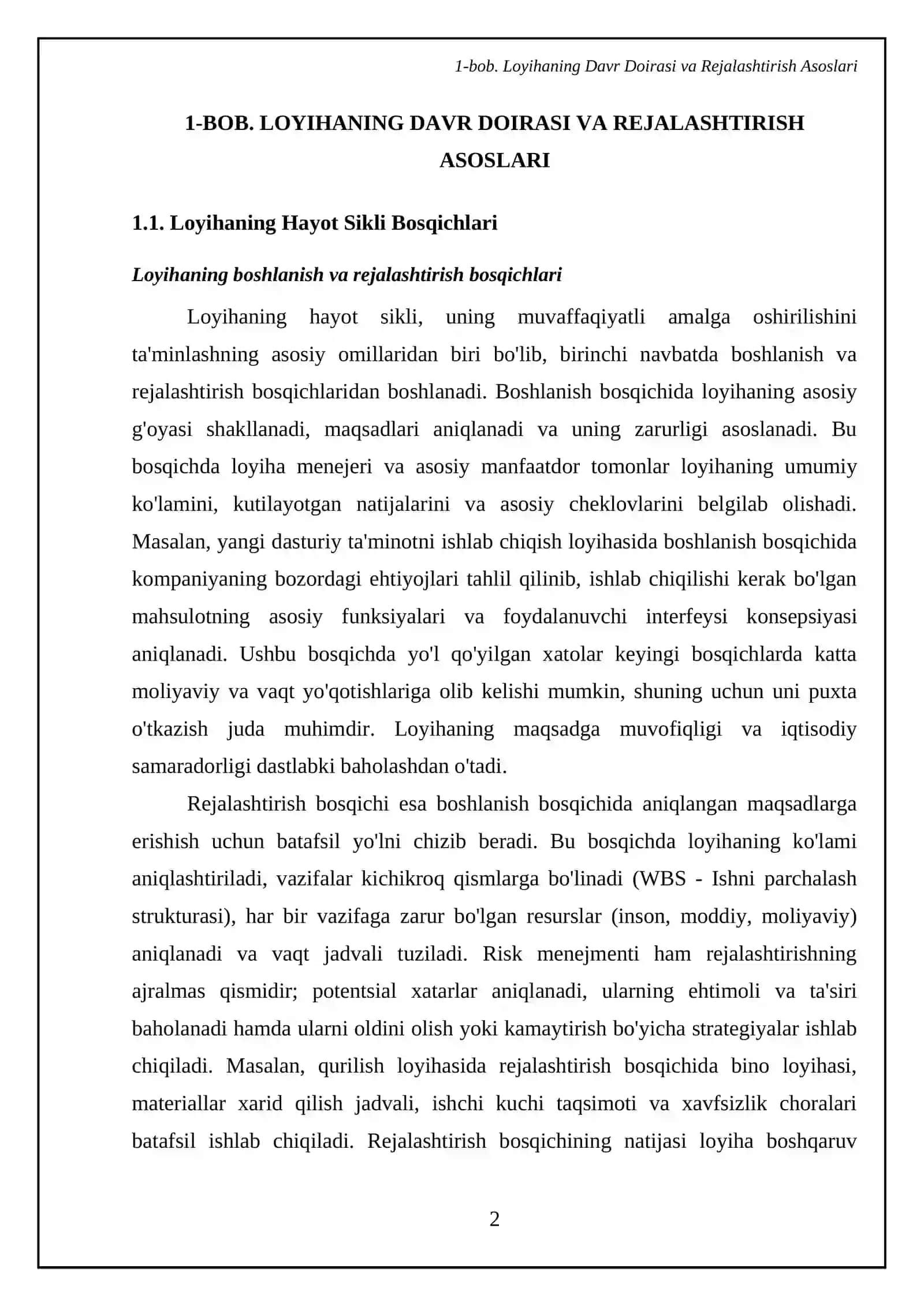 Loyihalarni tuzilishi va boshqarish funksiyalari 4