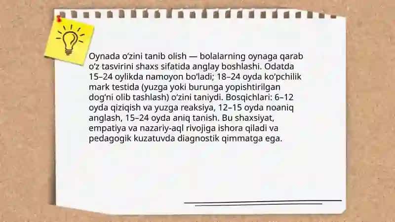 Ilk bolalik davrida o'z-o'zini anglash 4