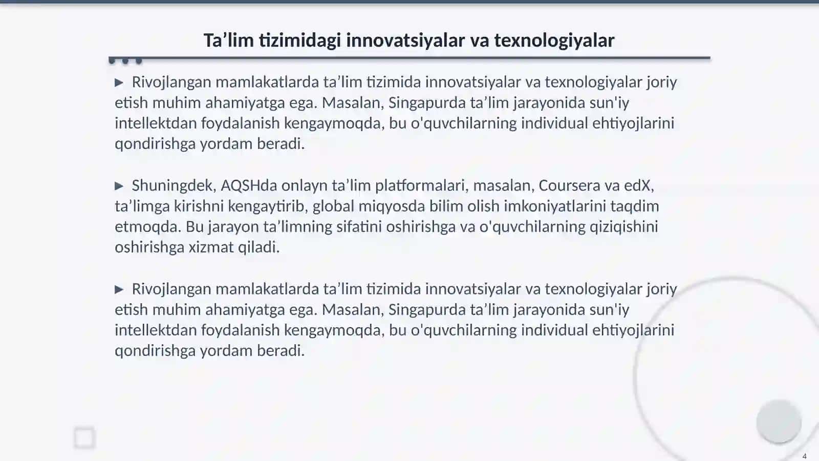 Rivojlangan xorijiy mamlakatlarda taʼlim tizimi mavzusiga qiyosiy tahlil 4