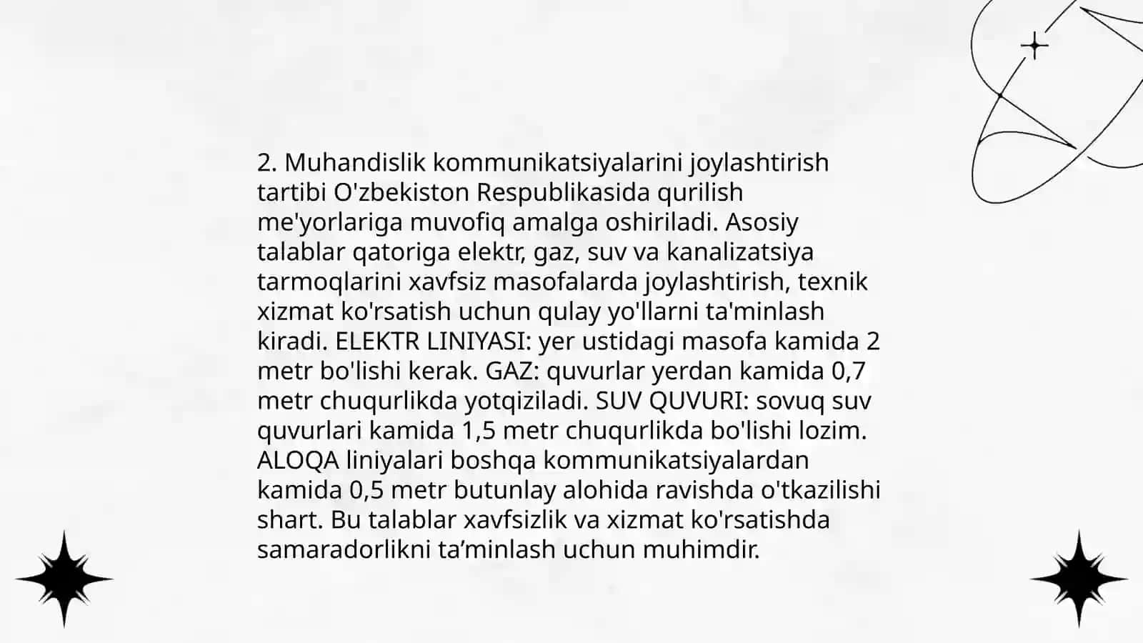 Gaz kommunikatsiyalarining loyihalash talablari 4