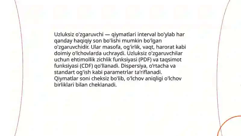 Diskret va usluksiz o’zgaruvchilar 4