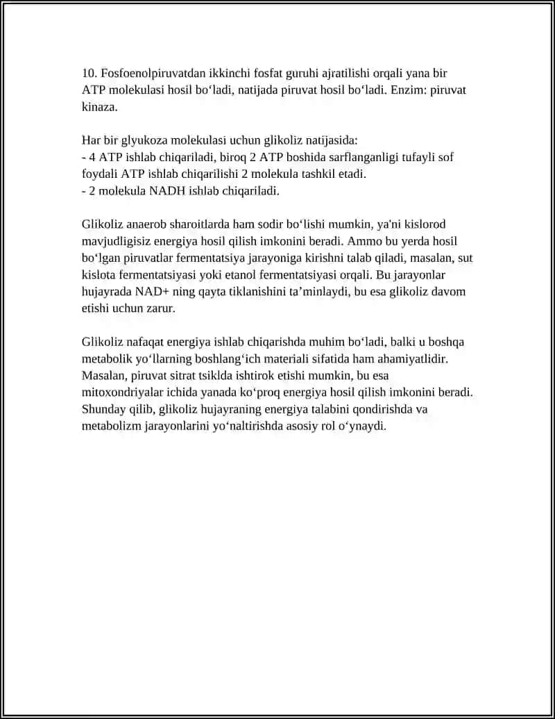 METABOLIZM JARAYONIDA ENERGIYA HOSIL BOLISHI VA SARFLANISHIGA OID MA'LUMOTLAR 4