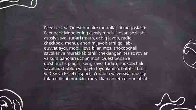 Moodle tizimida anketa so'rov yaratish 4