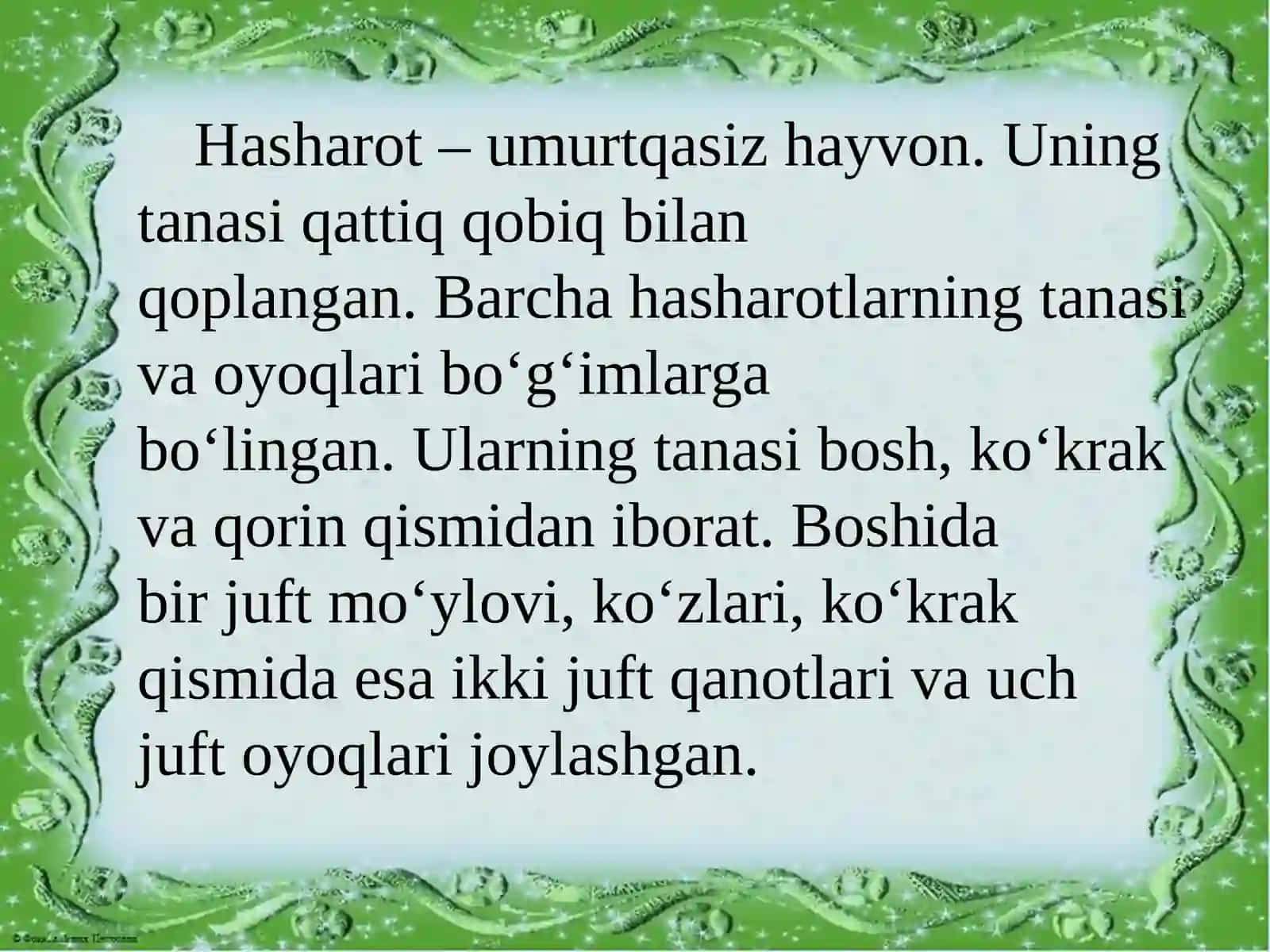 3-sinf Tabiiy Fan (Science) Hayvonlarning xilma-xilligi, hasharotlar mavzuda dars taqdimot 4
