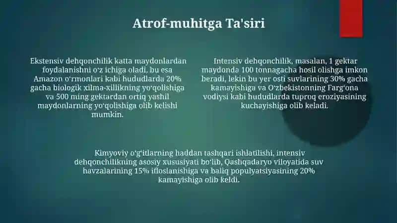 Intensiv va ekstinsif qishloq xoʻjaligi 4