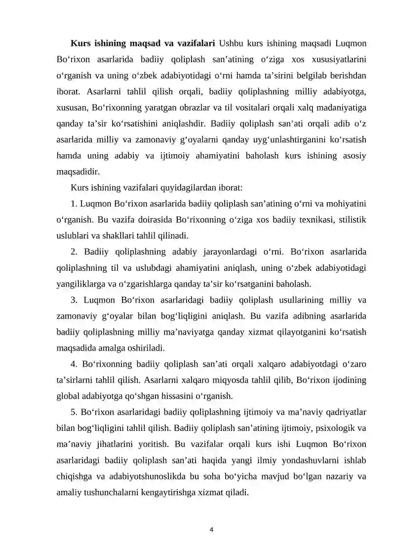 BADIIY QOLIPLASH SAN’ATI LUQMON BO‘RIXON ASARLARIDA 4