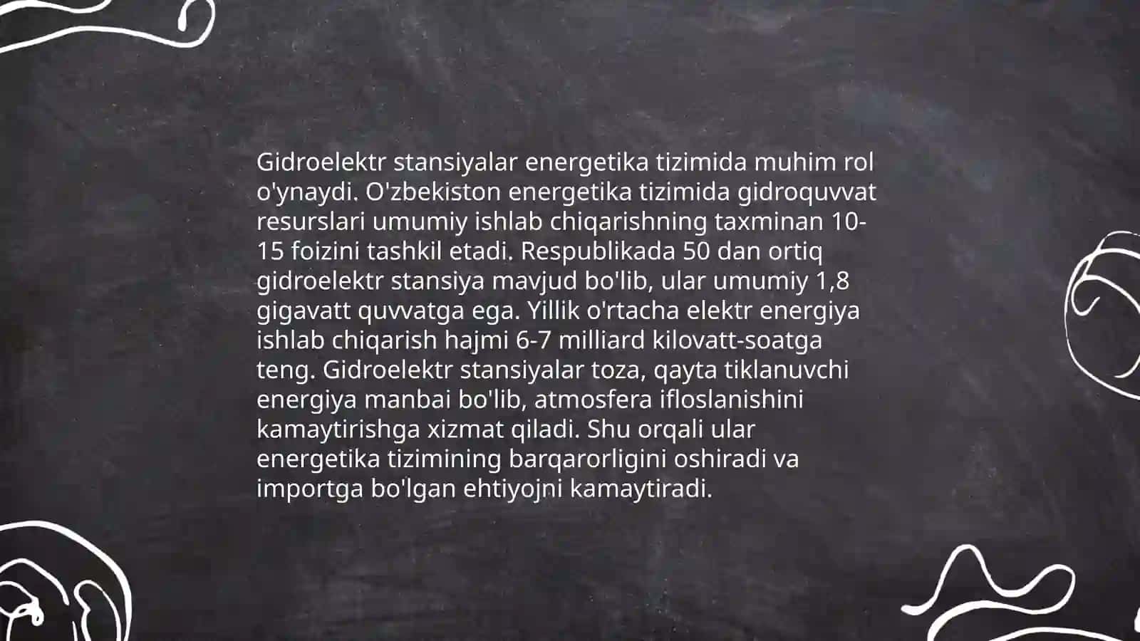 Oʻzbekistonda mavjud GES va IESlar toʻgʻrisida tushuncha 4