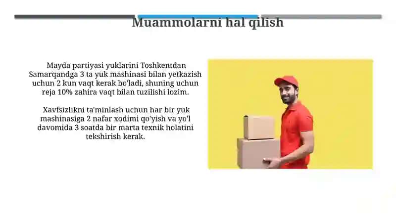 Mayda bayrami yuklarini tashishni tashkil etish 4