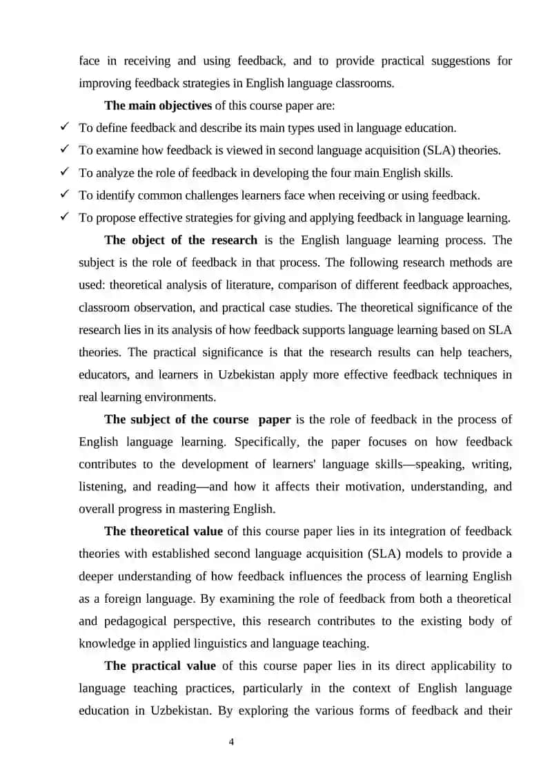 The role of feedback in English language learning 4