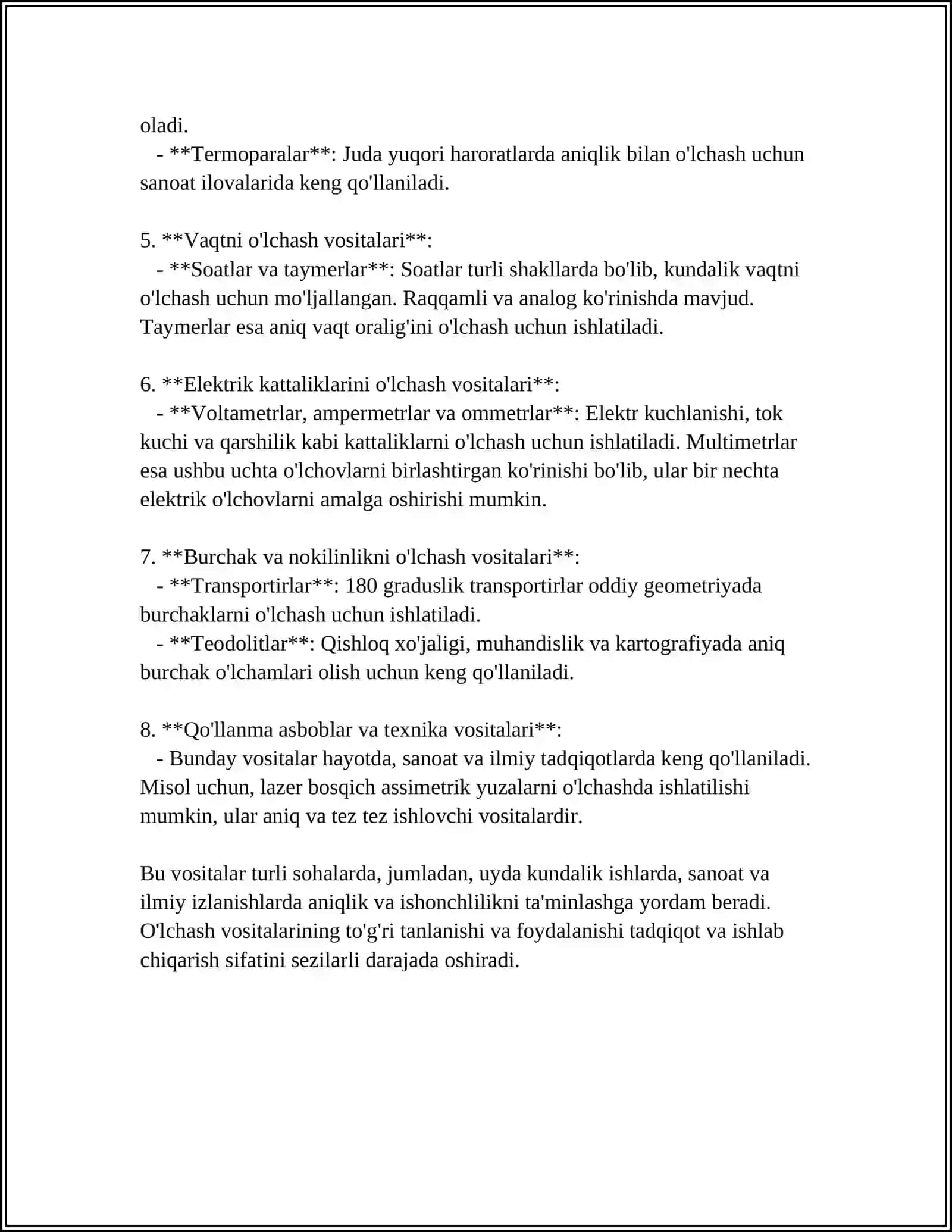O'LCHASH VOSITALARI VA USULLARI 4