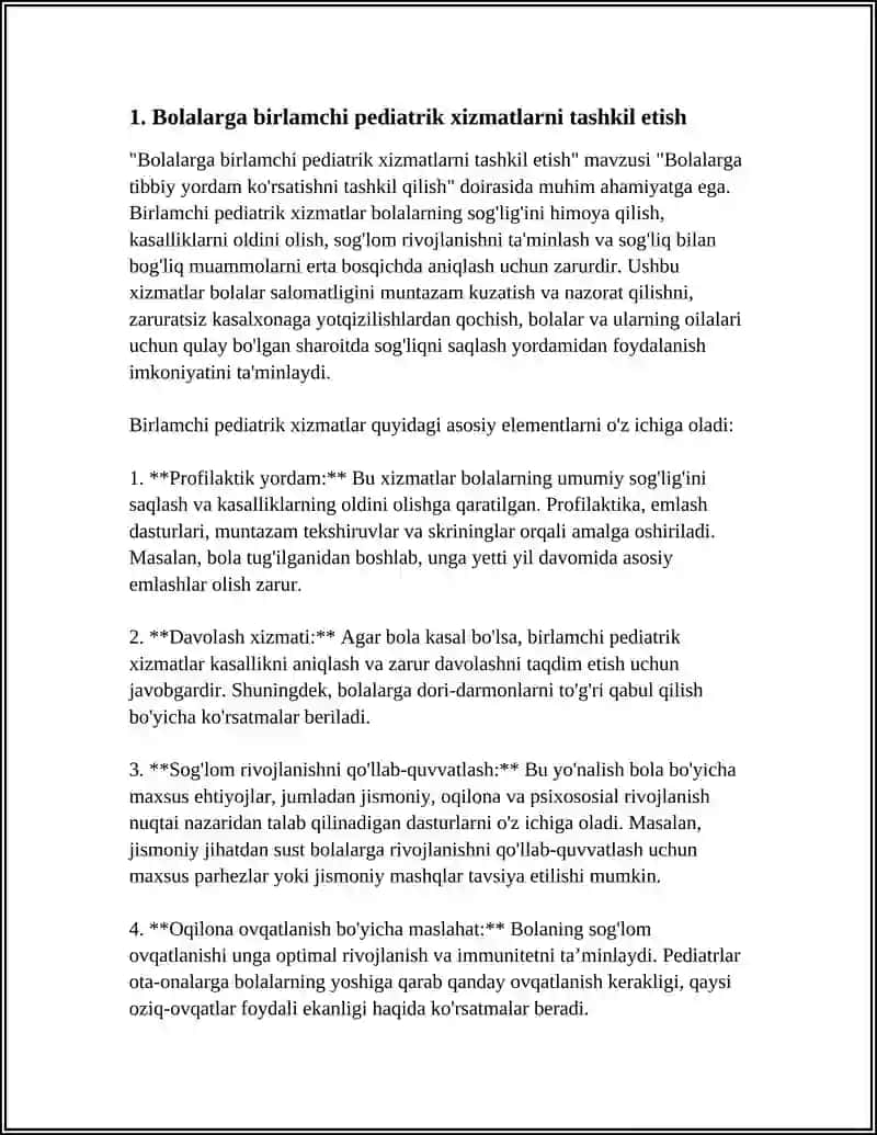 Bolalarga Tibbiy Yordam Ko'rsatishni Tashkil Qilish 4
