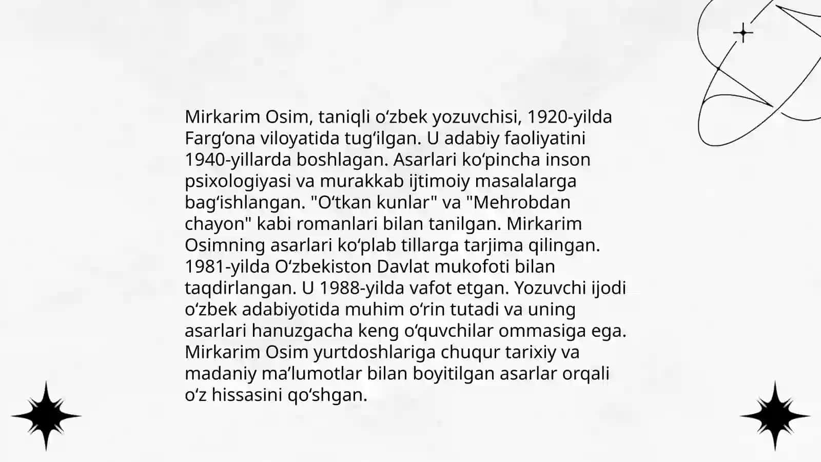 Mirkarim Osimning hayoti 4