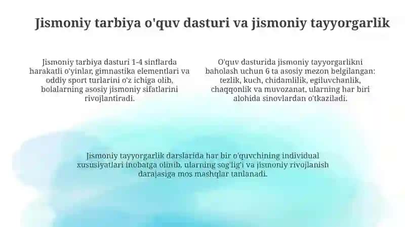 Maktab o'quvchilarining jismoniy tarbiyasi 4
