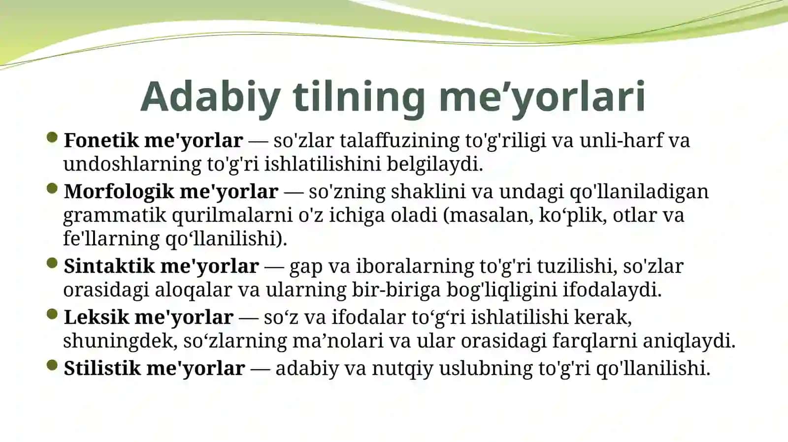 Adabiy til meʼyorlari. Yangi alifbo va imlo meʼyorilari 4