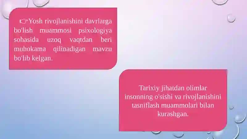 YOSH DAVRLARINI RIVOJLANISHINI DAVRLARGA BO'LISH MUAMMOSI 4