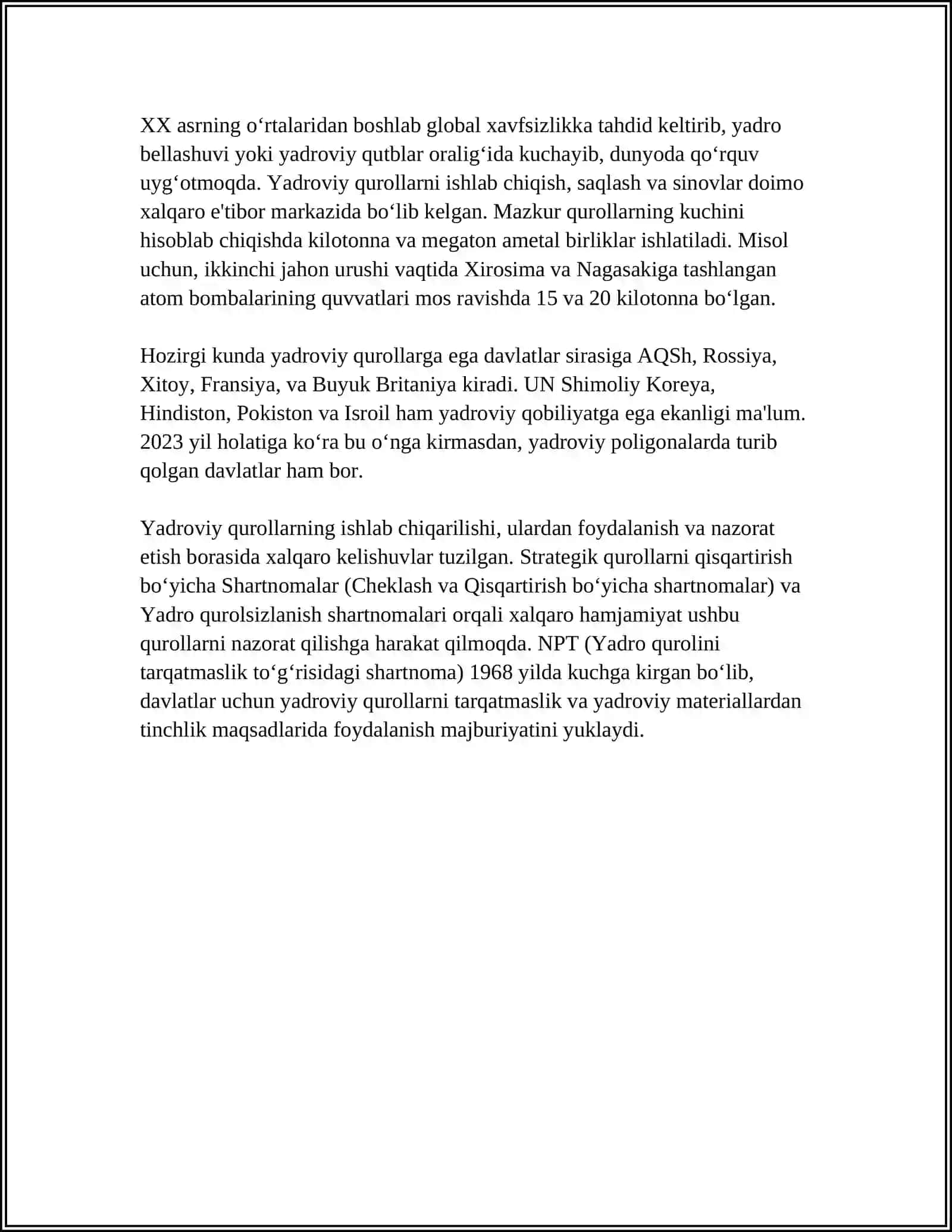OMMAVIY QIRG‘IN QUROLLARINING TASNIFI.YADROVIY QUROL 4