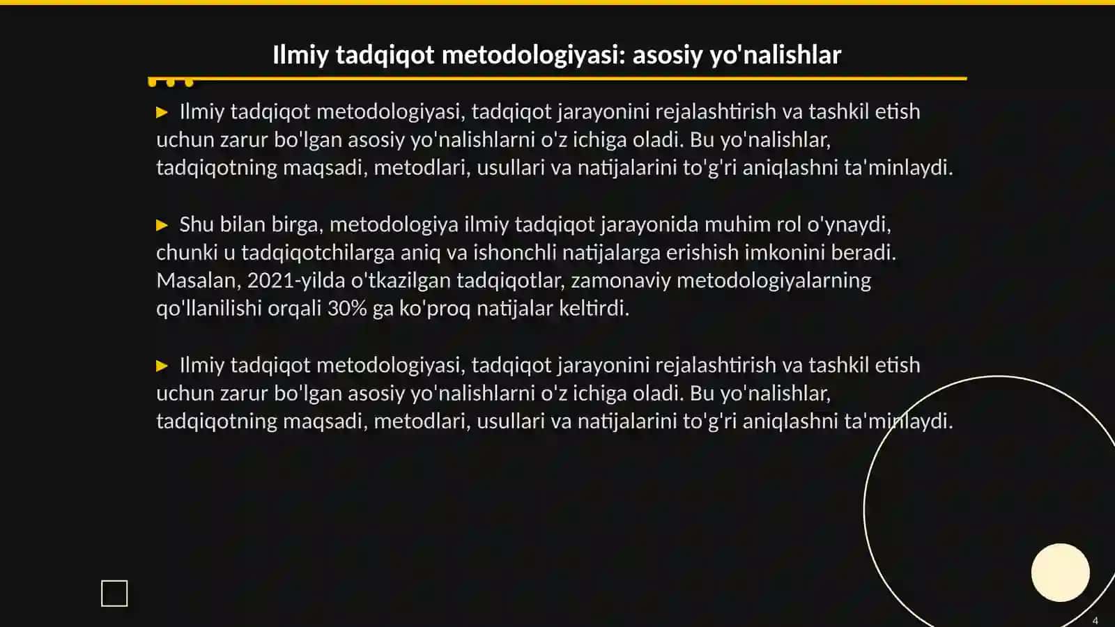 Ilmiy tadqiqod metodologiyasi: ilmiy tadqiqot asosiy kategoriyalar va tushunchalar 4