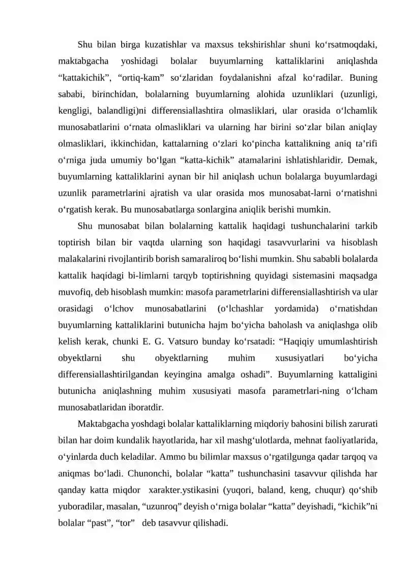 MAKTABGACHA TAʼLIMDA BOLALARNI O'LCHOV OLISHGA OʻRGATISH 4