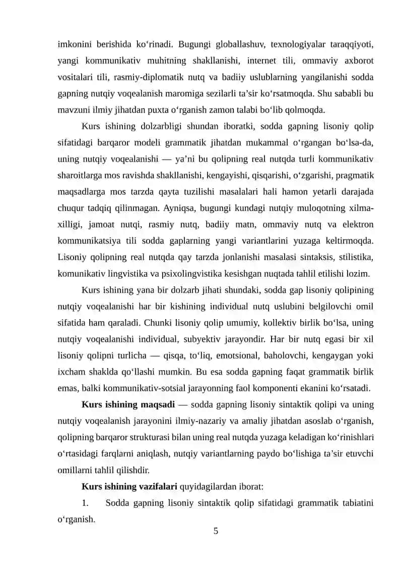 SODDA GAP LISONIY SINTAKTIK QOLIPINING NUTQIY VOQEALANISH 4