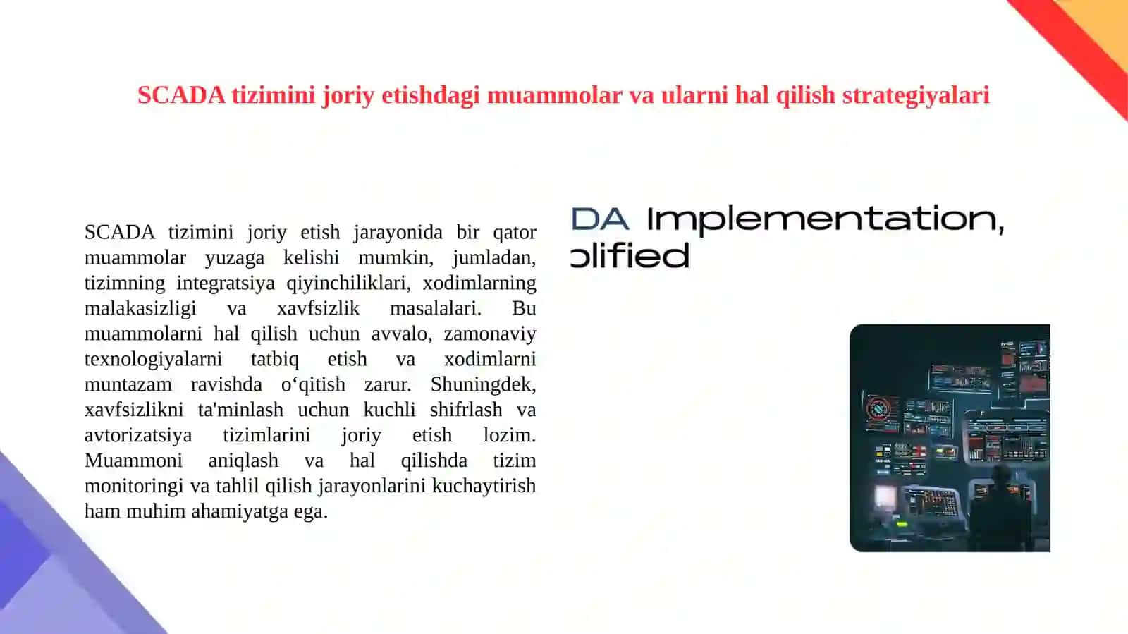 SCADA sistemasida podstansiyaning boshqaruvini tad 4