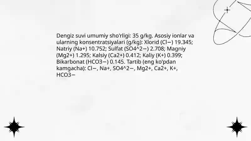 Gidrosfera. Kimyoviy tarkibi tuzilishi va muhofaza qilish 4